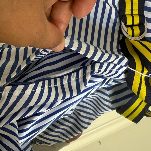 Polo Ralph Laurent Striped Blue and White Kids Dress with Belt - Picture 11 of 15